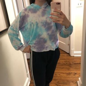 Aqua tie-dye hoodie